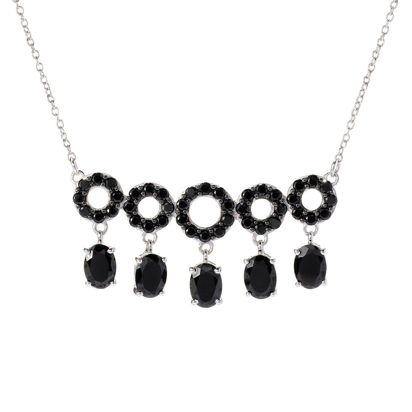 Pinctore Sterling Silver African Amethyst Circle Bar Chain Necklace, 17" + 3" Extender