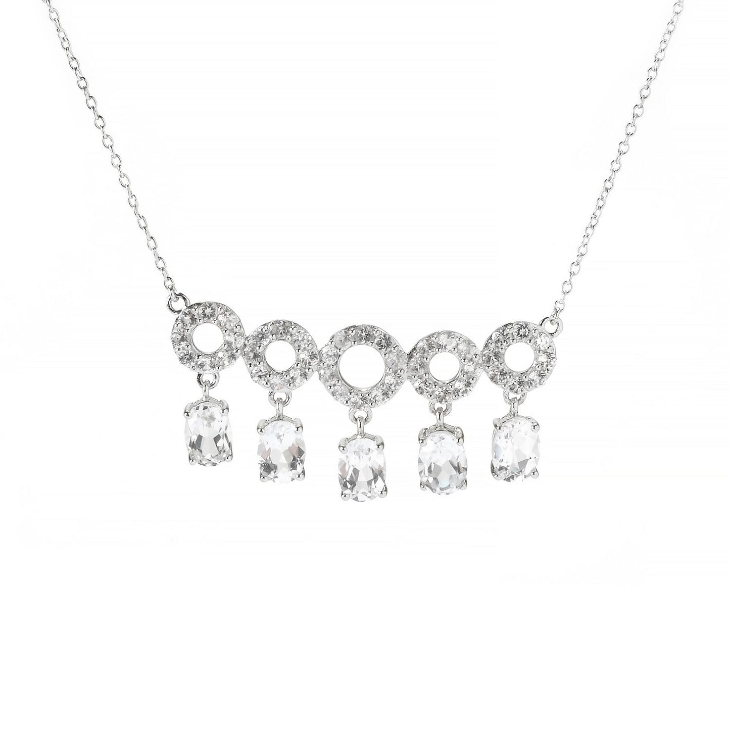 Pinctore Sterling Silver African Amethyst Circle Bar Chain Necklace, 17" + 3" Extender