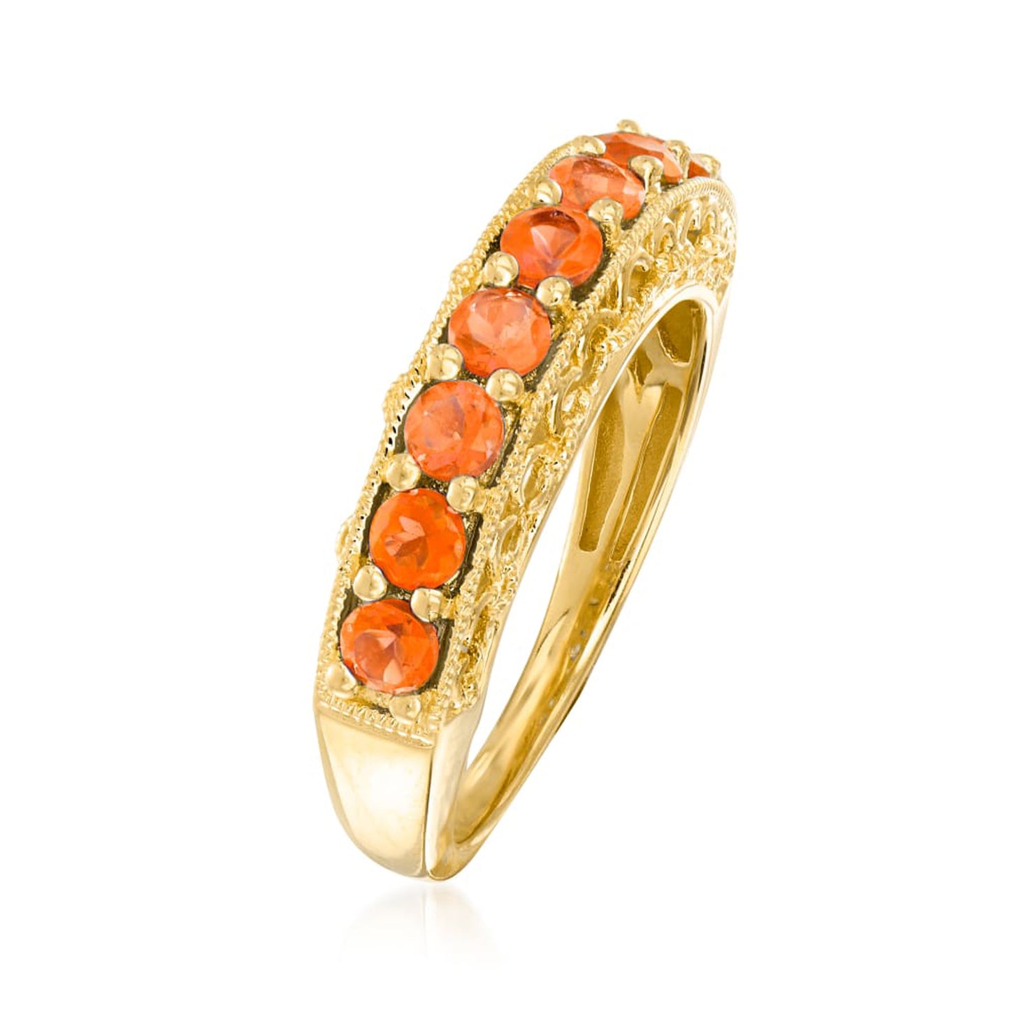 Pinctore 18K Yellow Gold o/Silver 1.18ctw Chrome Diopside Nine Stone Band Rings