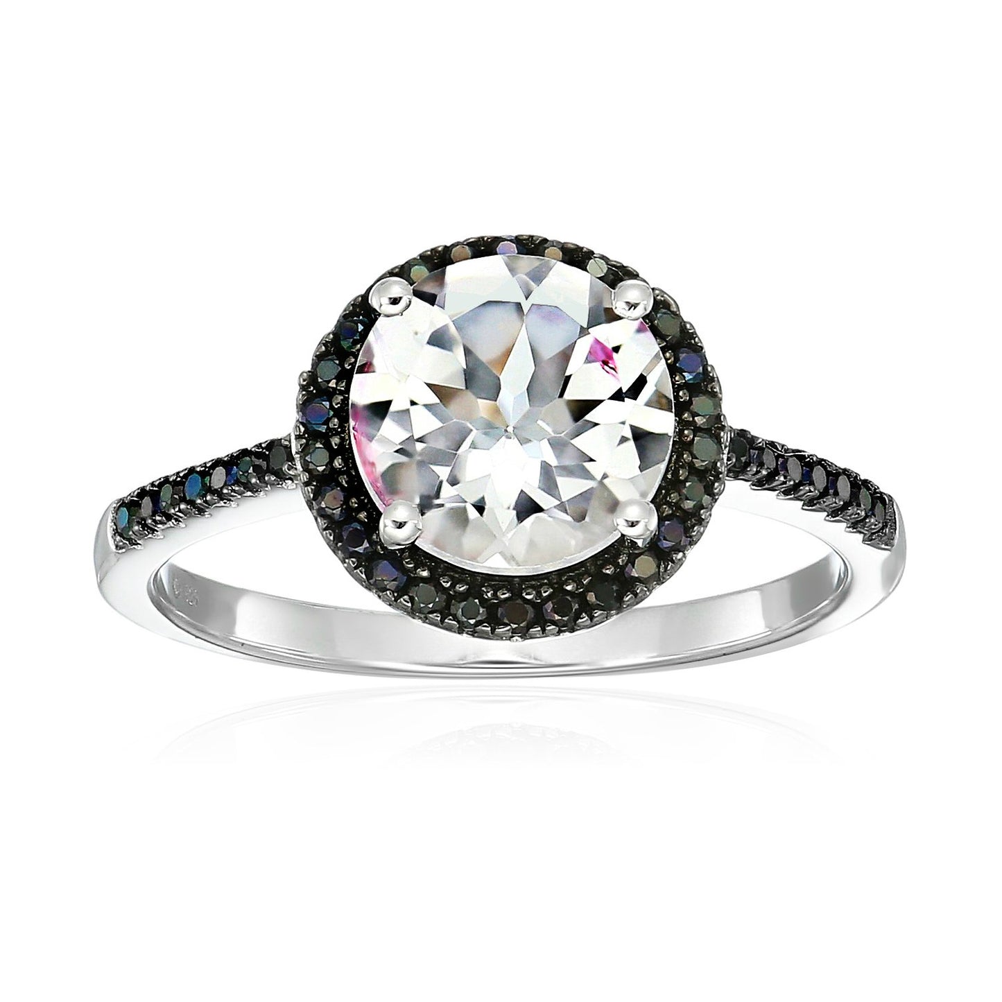 925 Sterling Silver Millennium Topaz And Black Spinel Gemstone Solitaire Rings