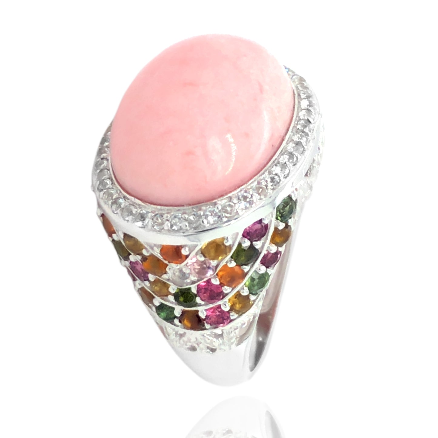 Pinctore Sterling Silver 2.77ct TGW Lapis and White Topaz Gemstone Cocktail Ring