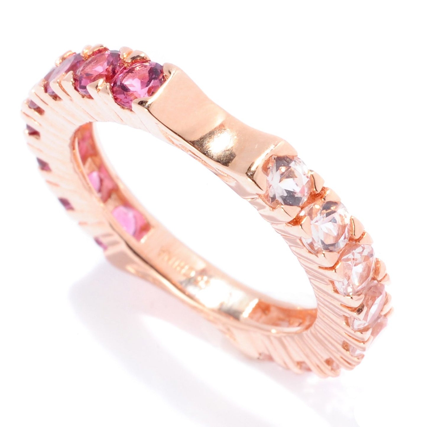 Pinctore SS/ 18K Rose Vermeil Morganite & Pink Tourmaline Reversible Band Ring