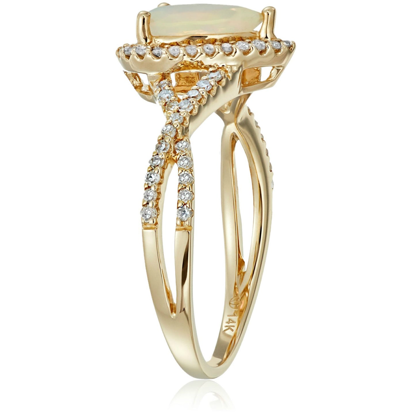 Pinctore 14k Yellow Gold African Amethyst and Diamond Solitaire Infinity Shank Engagement Ring