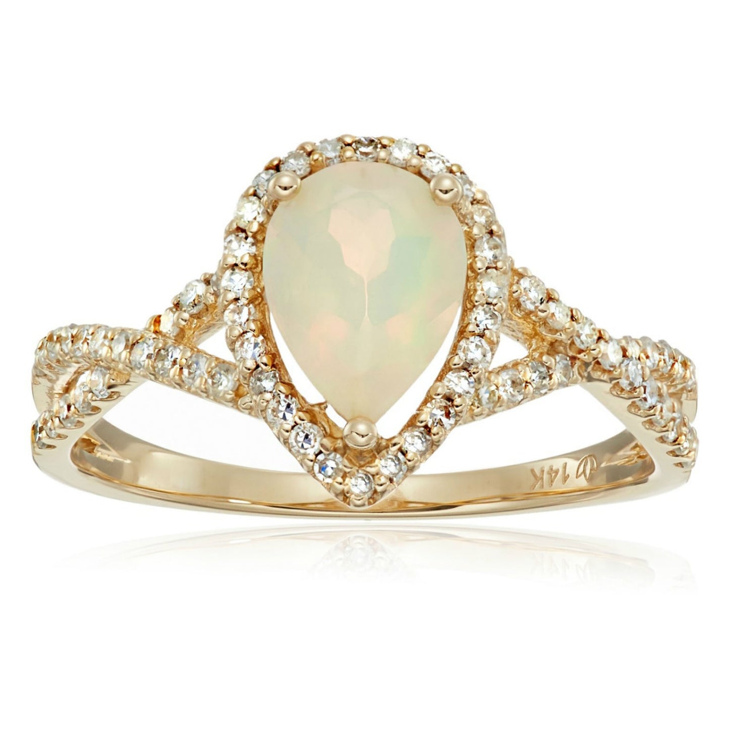 Pinctore 14k Yellow Gold African Amethyst and Diamond Solitaire Infinity Shank Engagement Ring