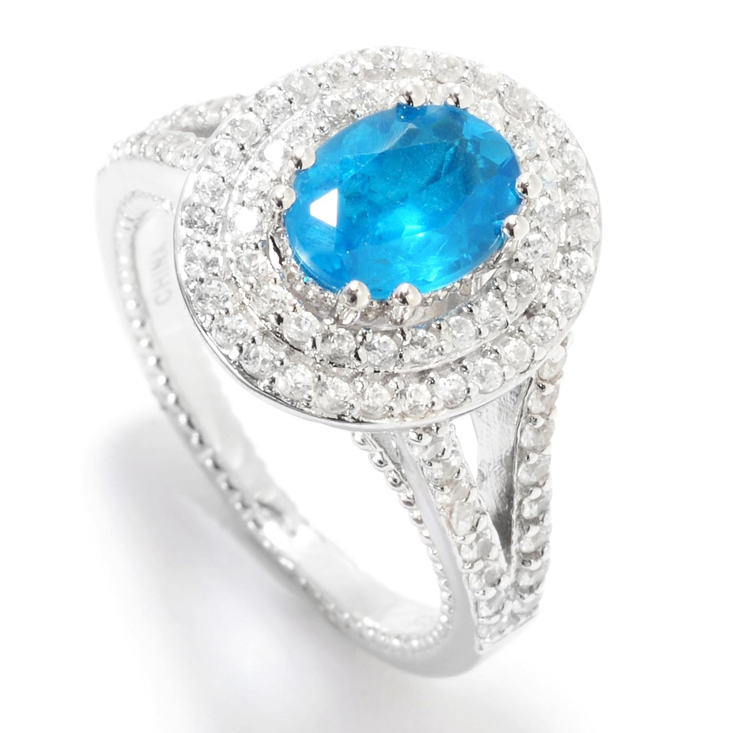 Pinctore Sterling Silver Tanzanite & White Zircon Double Halo Rings