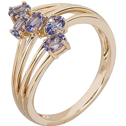 14k Yellow Gold Tanzanite Gemstone Cocktail Ring