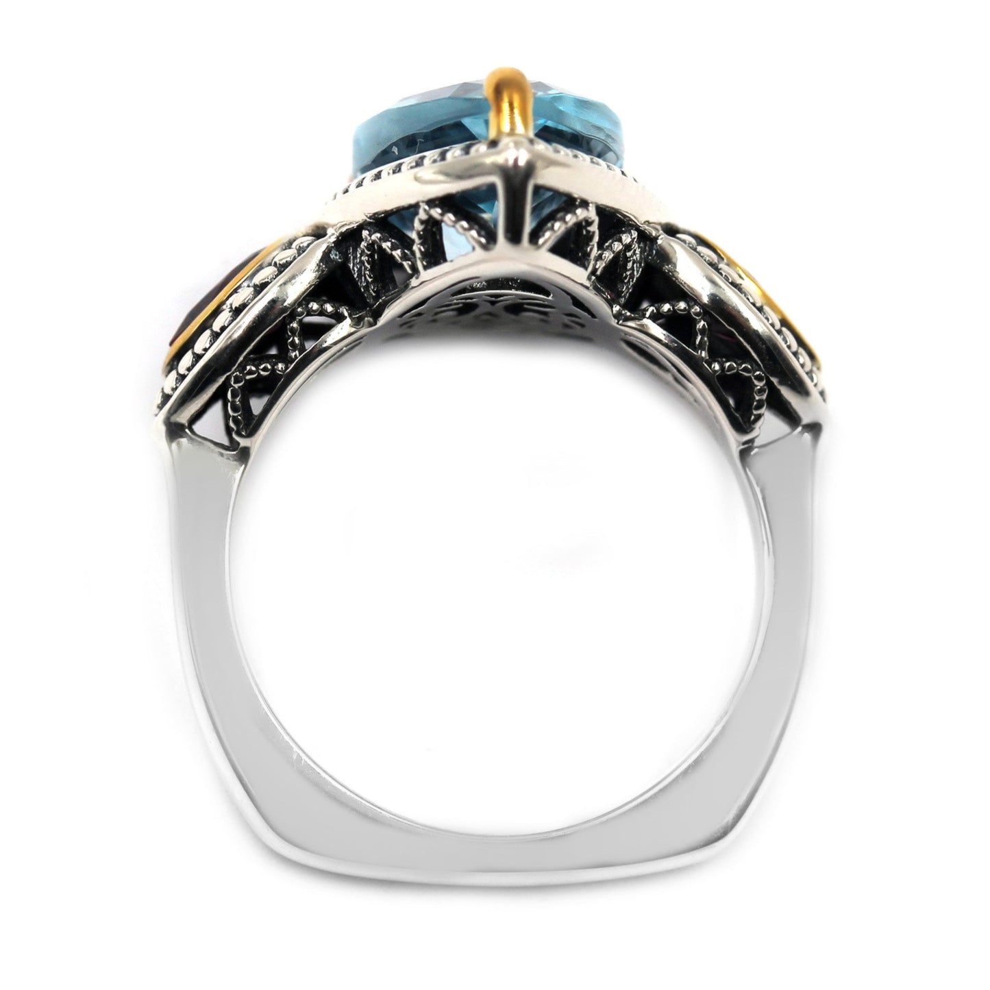 925 Sterling Silver Madeira Citrine and Citrine 3-Stone Ring