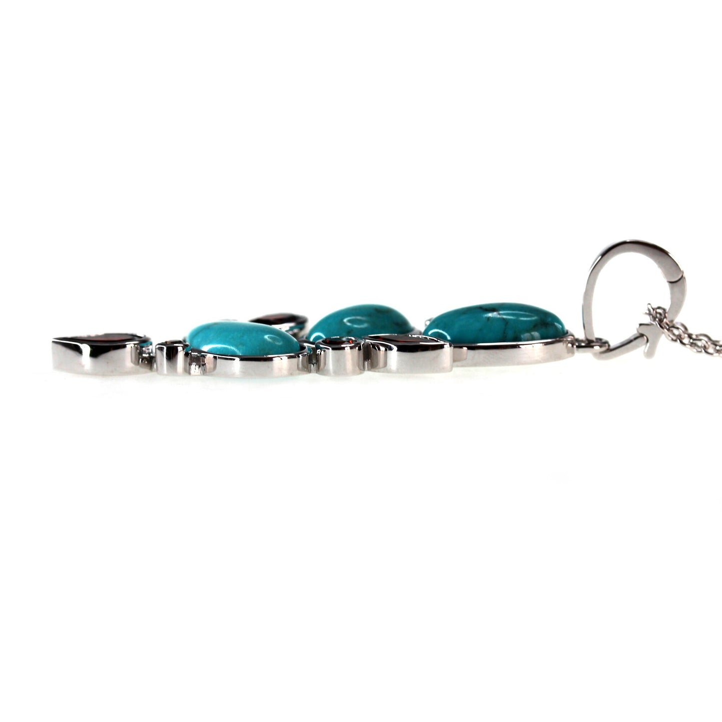 925 Sterling Silver Red Garnet and Hubei Turquoise Gemstone Pendants