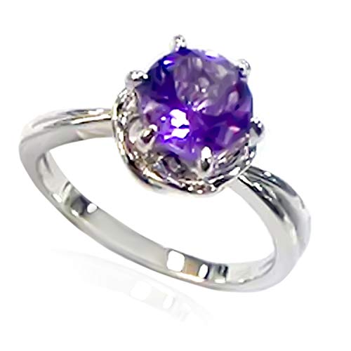 Rhodium Over Sterling Silver 0.78Ctw African Amethyst Gemstone Solitaire Ring