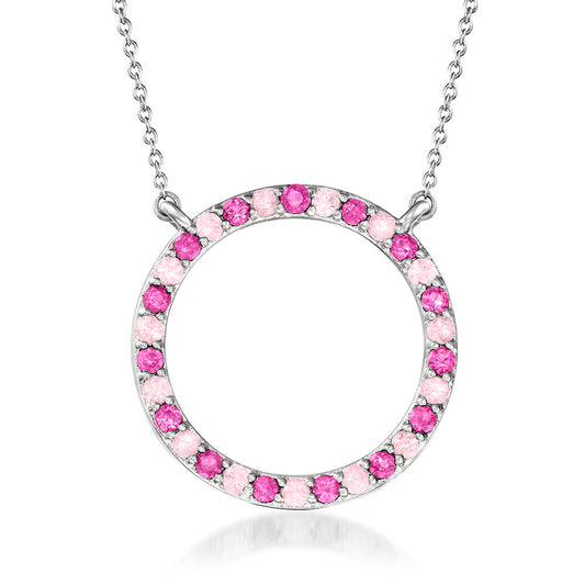 925 Sterling Silver Pink Sapphire Gemstone Silver Necklaces