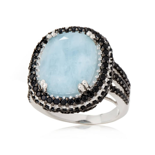 925 Sterling Silver Milky Aquamarine Gemstone Cocktail Rings
