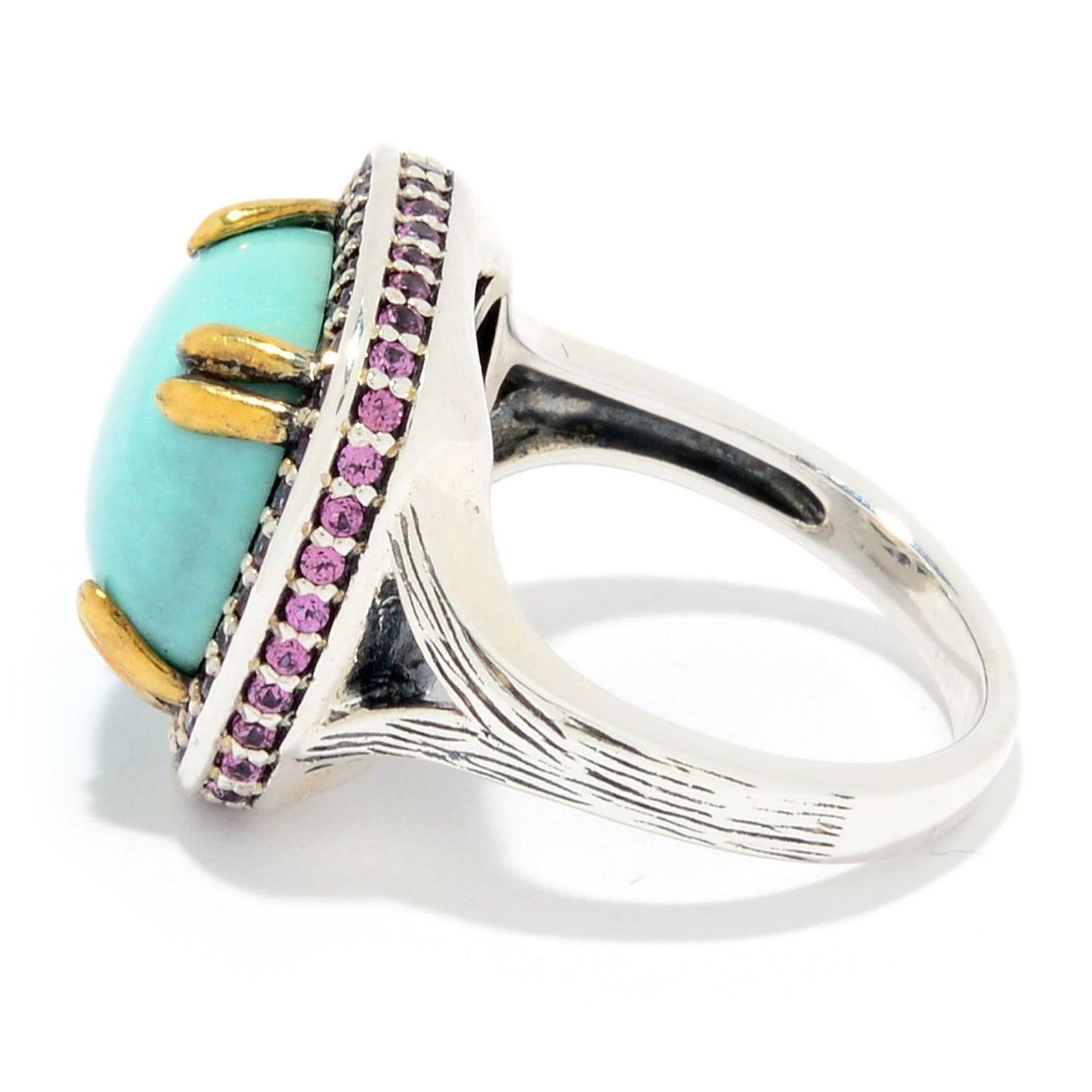 925 Sterling Silver Turquoise and Rhodolite Garnet Gemstone Cocktail Ring
