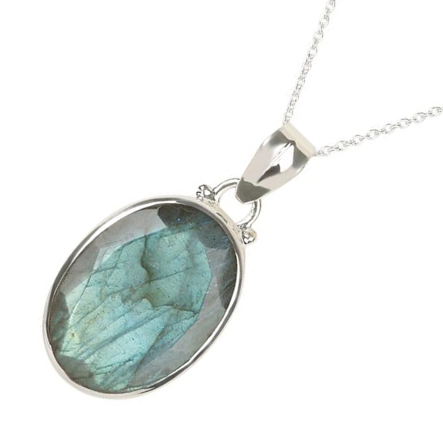 925 Sterling Silver Labradorite Gemstone Pendant For Womens