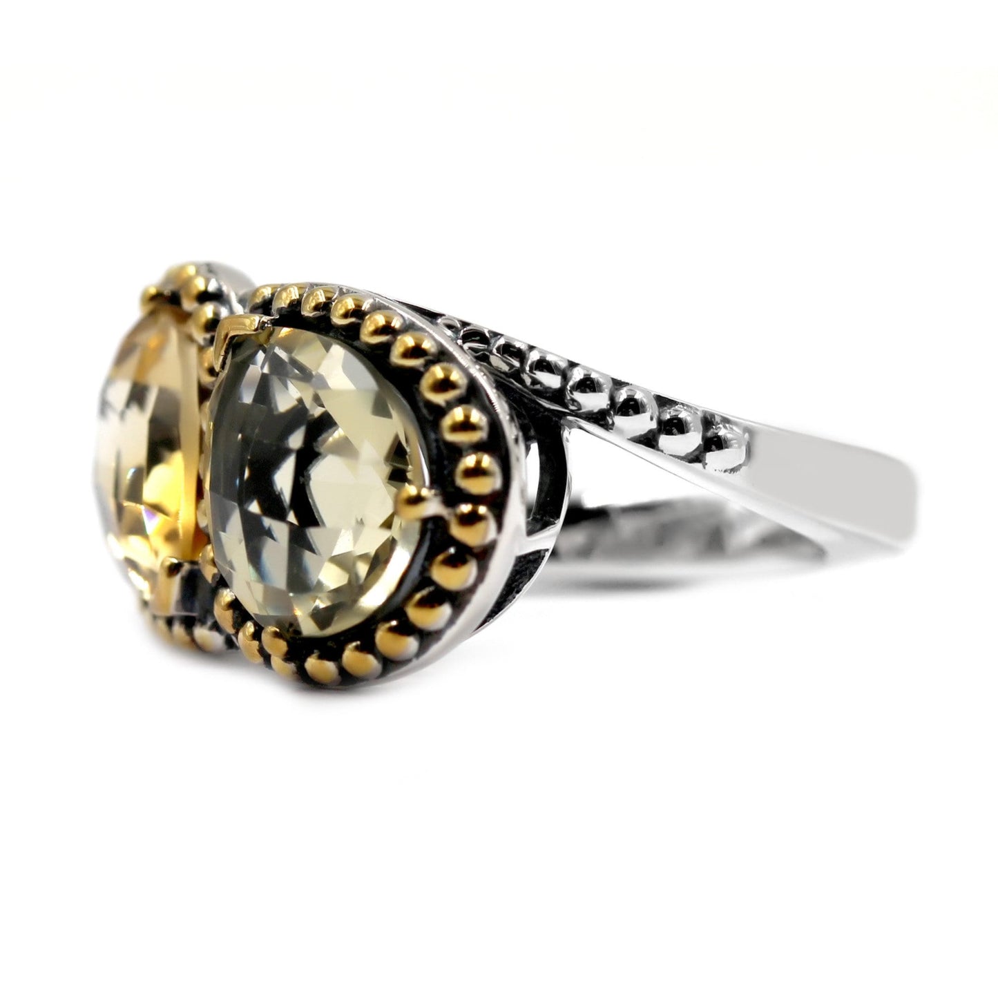 925 Sterling Silver Black Spinel and White Topaz Gemstone Bypass Ring