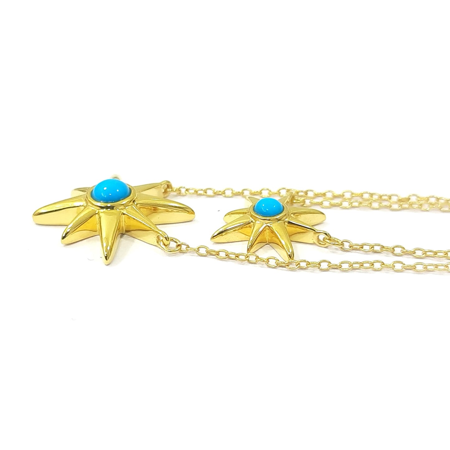 18k Yellow Gold Over Sterling Silver Sleeping Beauty Turquoise Gemstone Necklaces