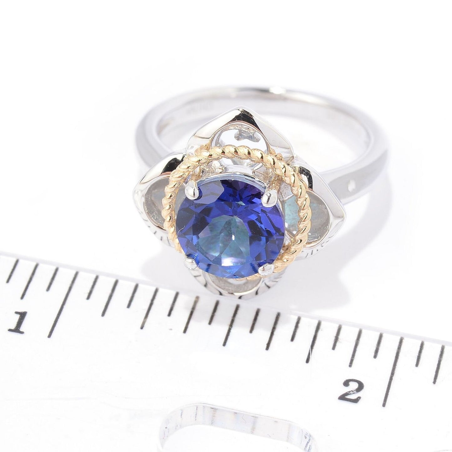 925 Sterling Silver Tanzanite Topaz Gemstone Flower Ring
