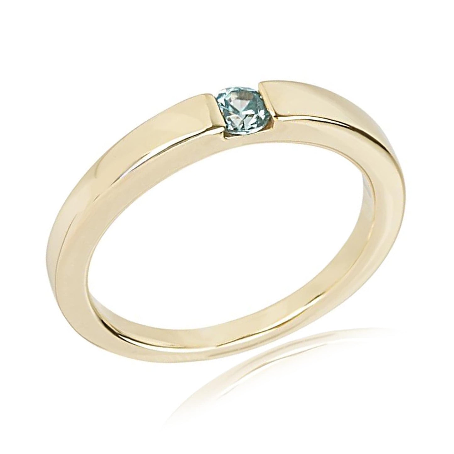 Yellow Gold Plated Over Sterling Silver Blue Zircon Ring For Women's And Girls