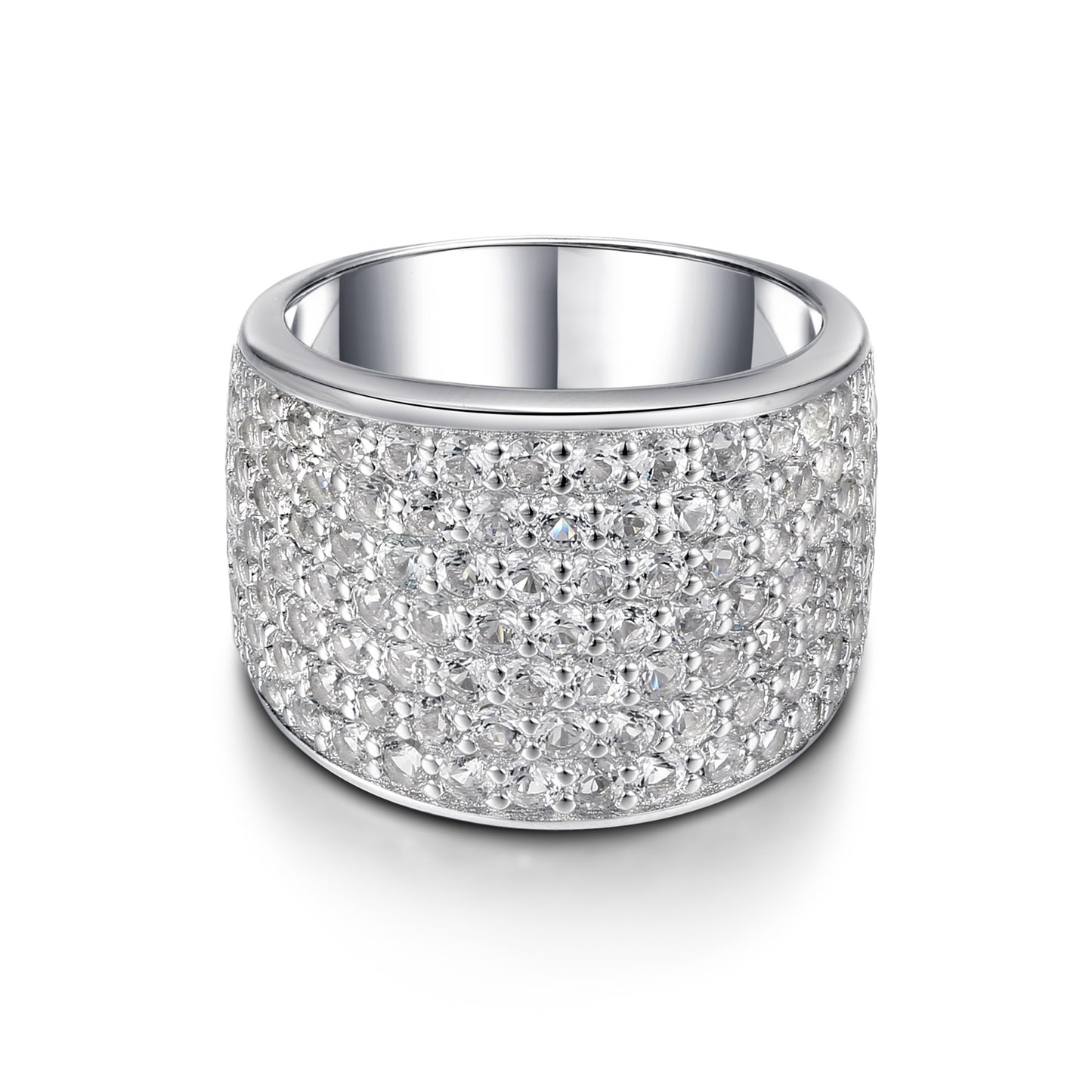 925 Sterling Silver White Topaz Gemstone Band Rings