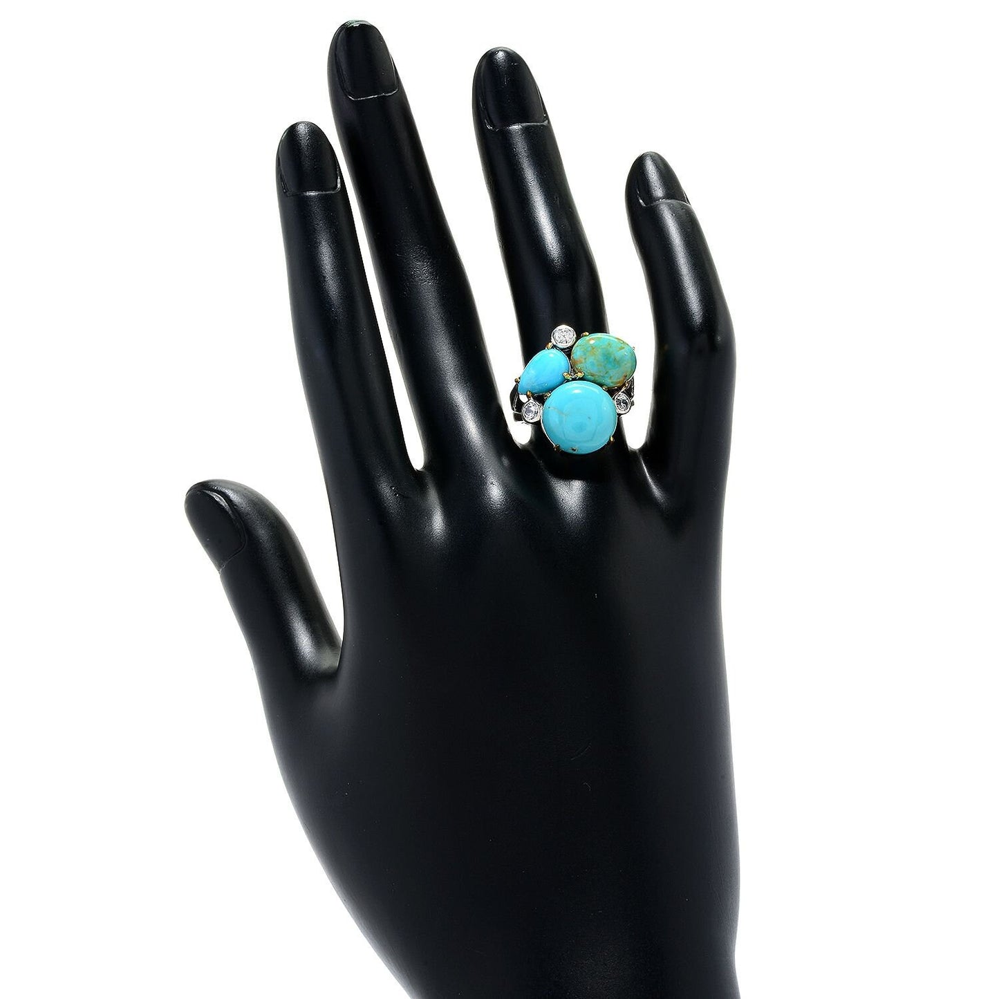 925 Sterling Silver Turquoise 3-Stone Ring