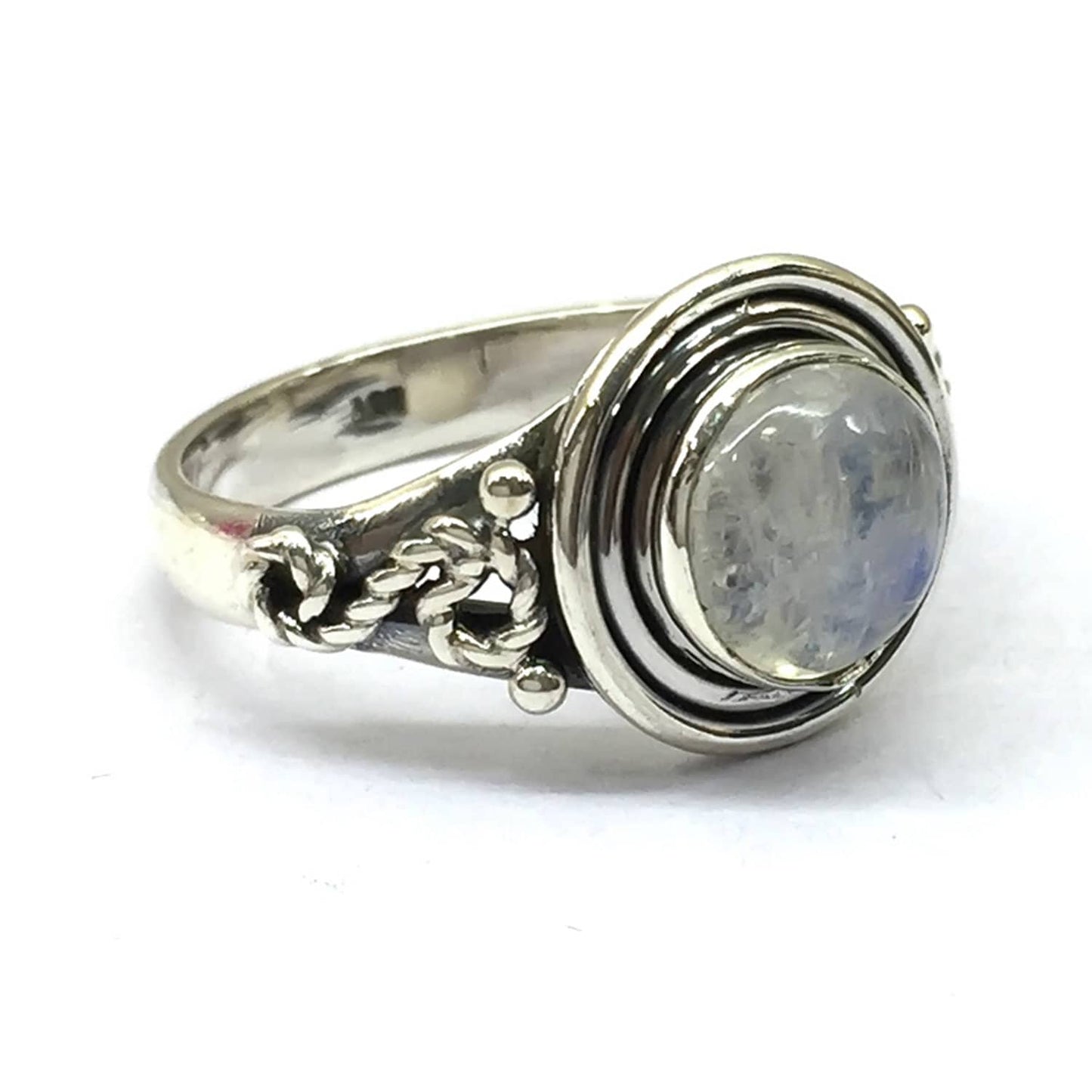 925 Sterling Silver Rainbow Moonstone Solitaire Rings