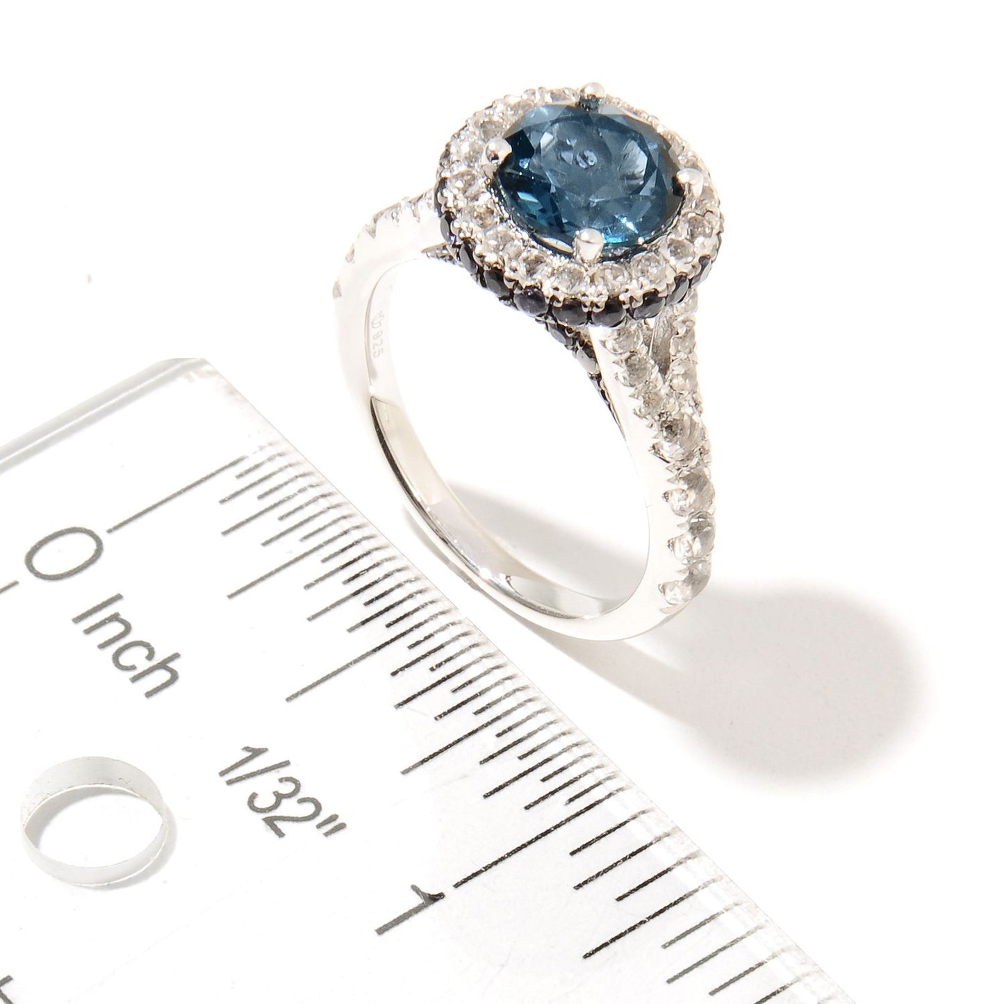 Pinctore Sterling Silver 4.01ctw London Blue Topaz Solitaire w/ accent Rings