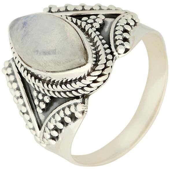 925 Sterling Silver Rainbow Moonstone Gemstone Solitaire Rings