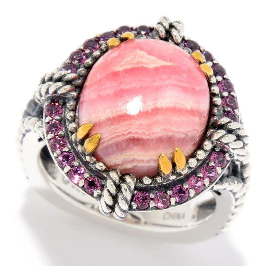 925 Sterling Silver Rhodochrosite Gemstone Solitaire Ring