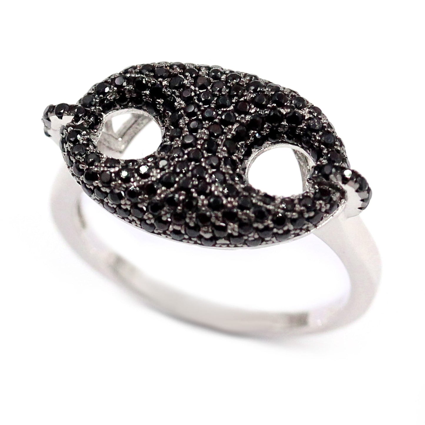 925 Sterling Silver Black Spinel Cluster Ring
