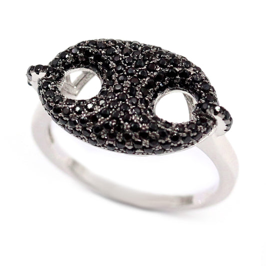 925 Sterling Silver Black Spinel Cluster Ring