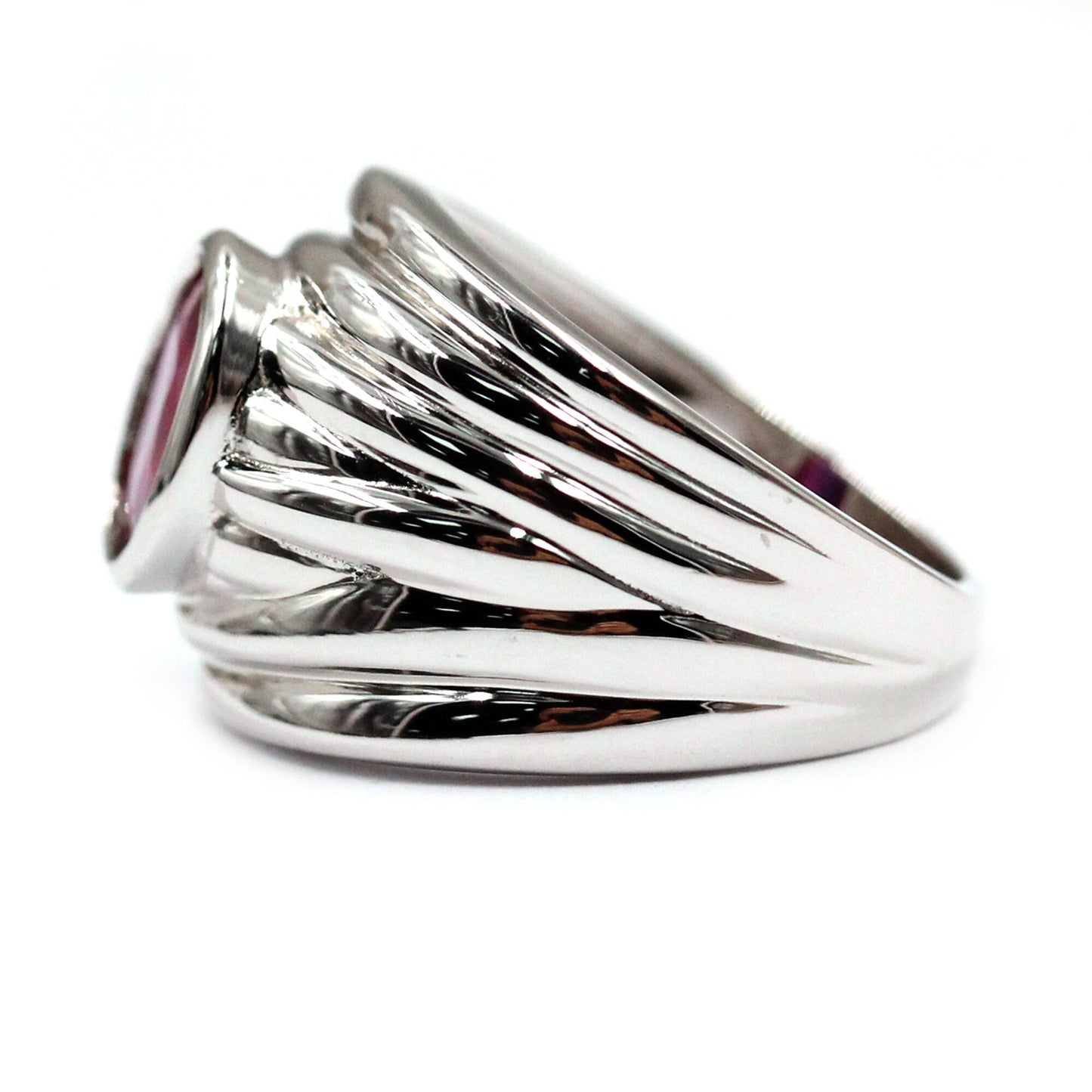 925 Sterling Silver Glass Filled Ruby Gemstone Cluster Ring