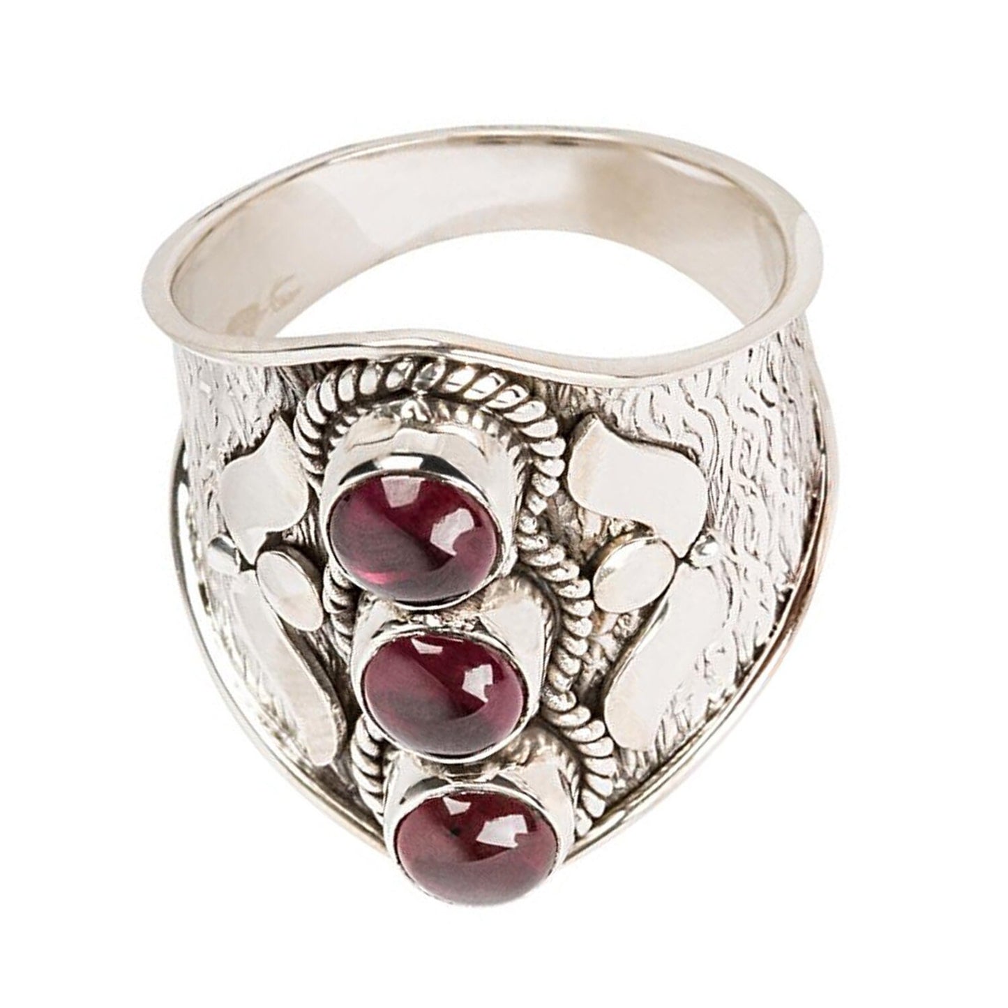 925 Sterling Silver Red Garnet Gemstone Band Ring For Women's