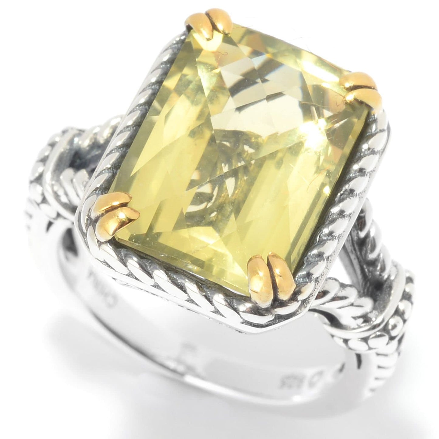 925 Sterling Silver Ouro Verde Gemstone Solitaire Ring