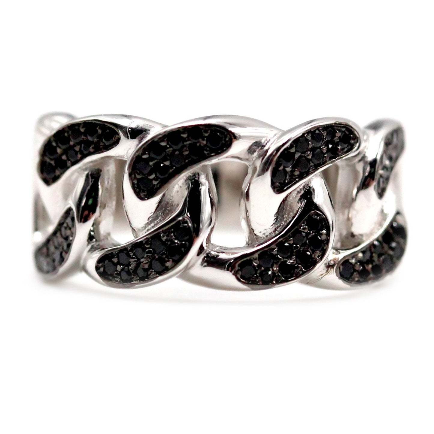 925 Sterling Silver Black Spinel Gemstone Band Ring