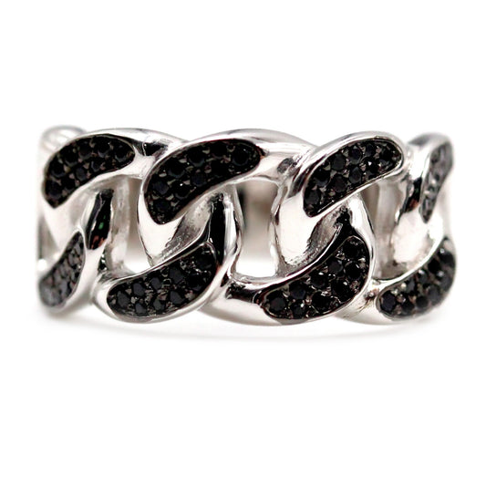 925 Sterling Silver Black Spinel Gemstone Band Ring