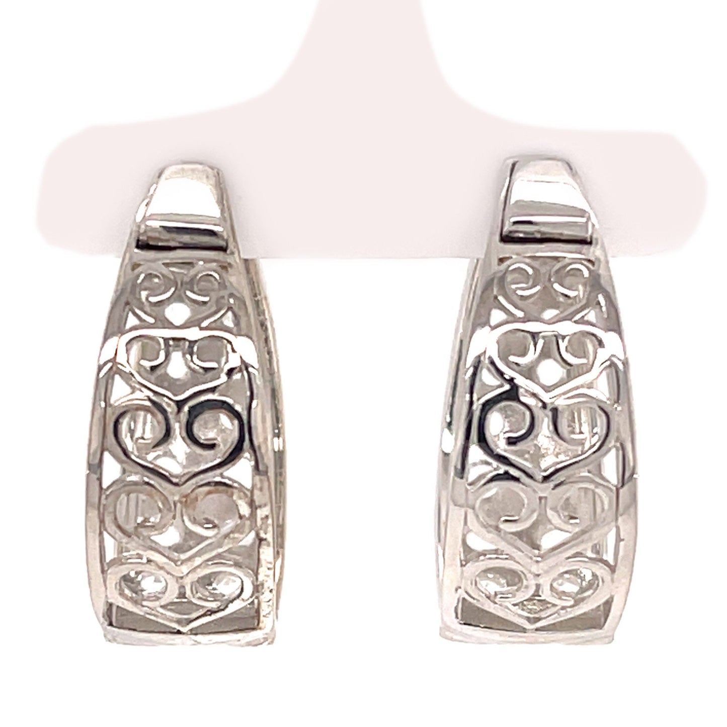 925 Sterling Silver White Topaz Gemstone Hoop Earrings