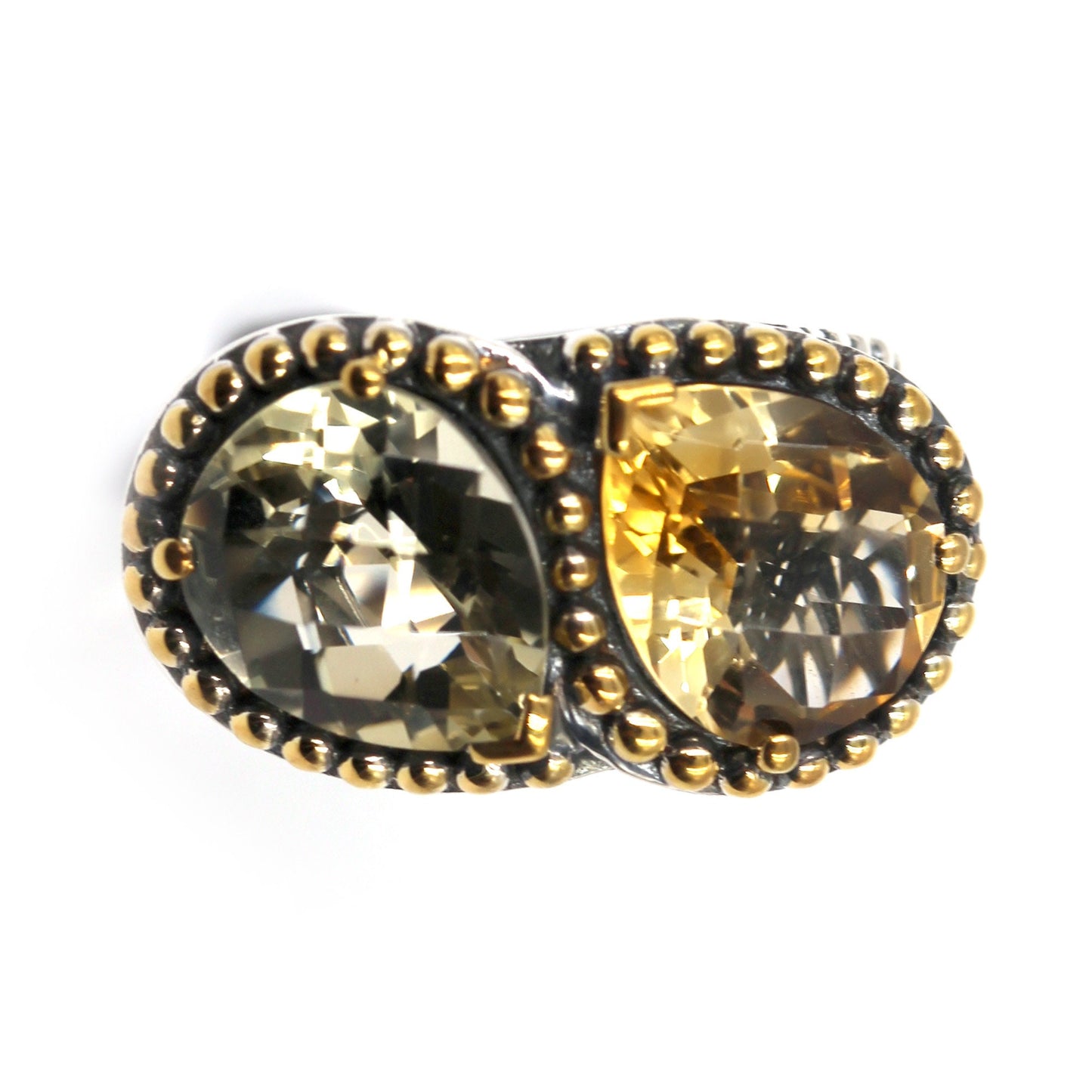 925 Sterling Silver Black Spinel and White Topaz Gemstone Bypass Ring