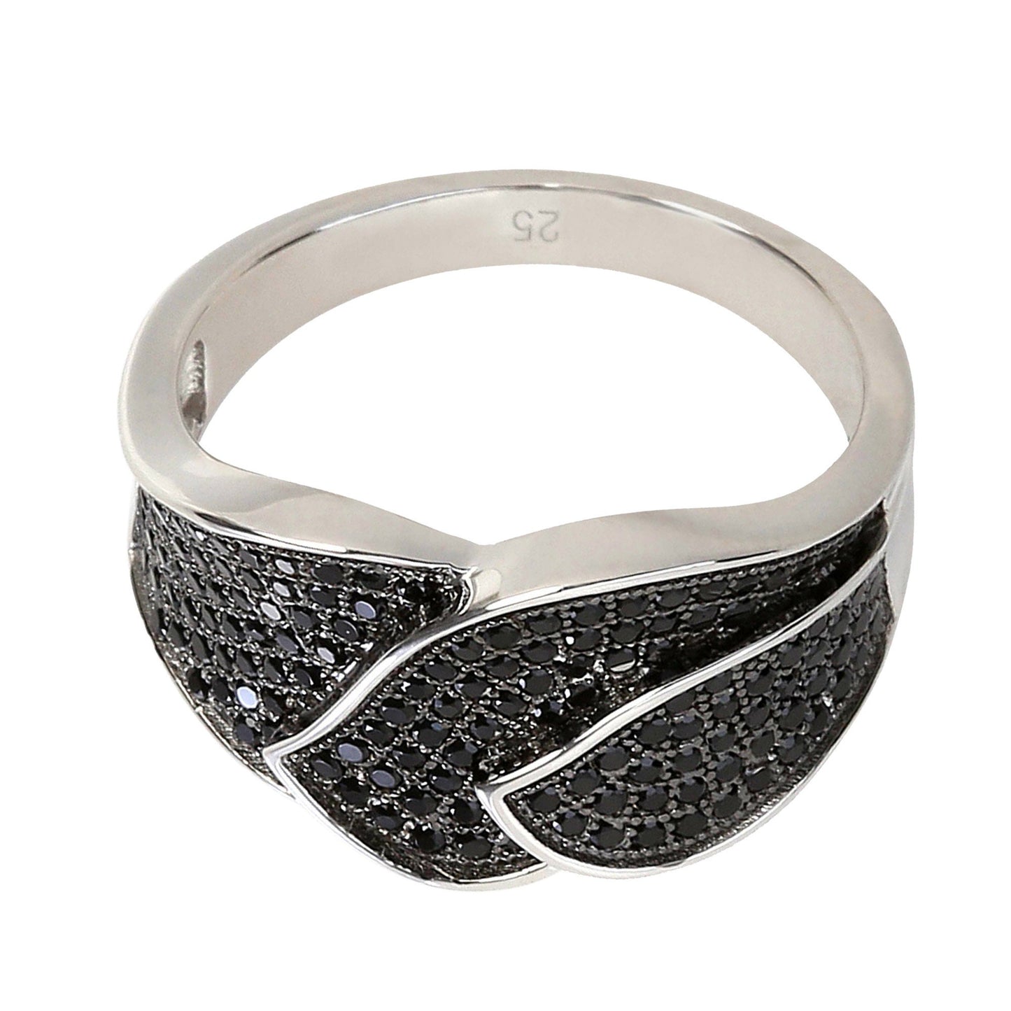 925 Sterling Silver Black Spinel Gemstone Cluster Ring