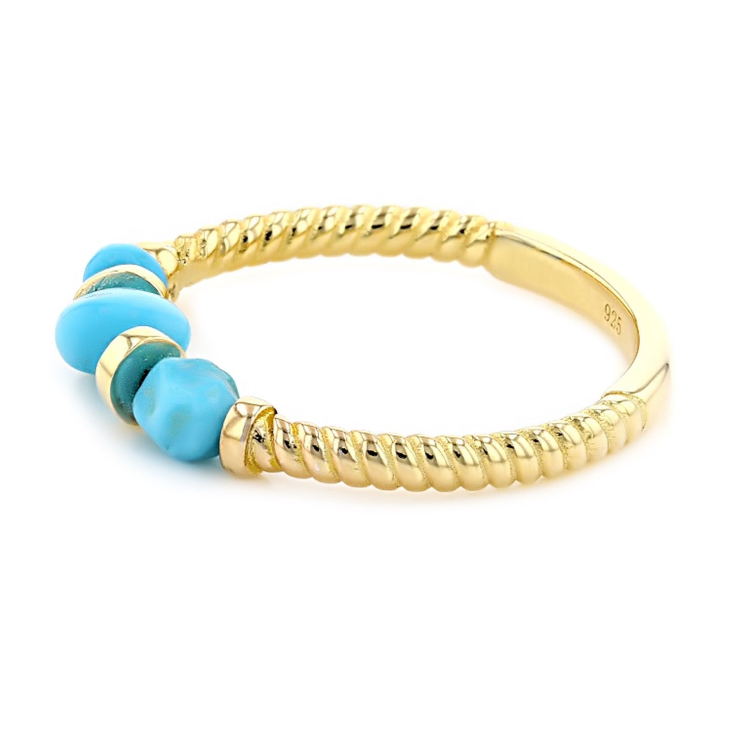 18k Yellow gold Plated Over Sterling Silver Sleeping Beauty Turquoise Ring