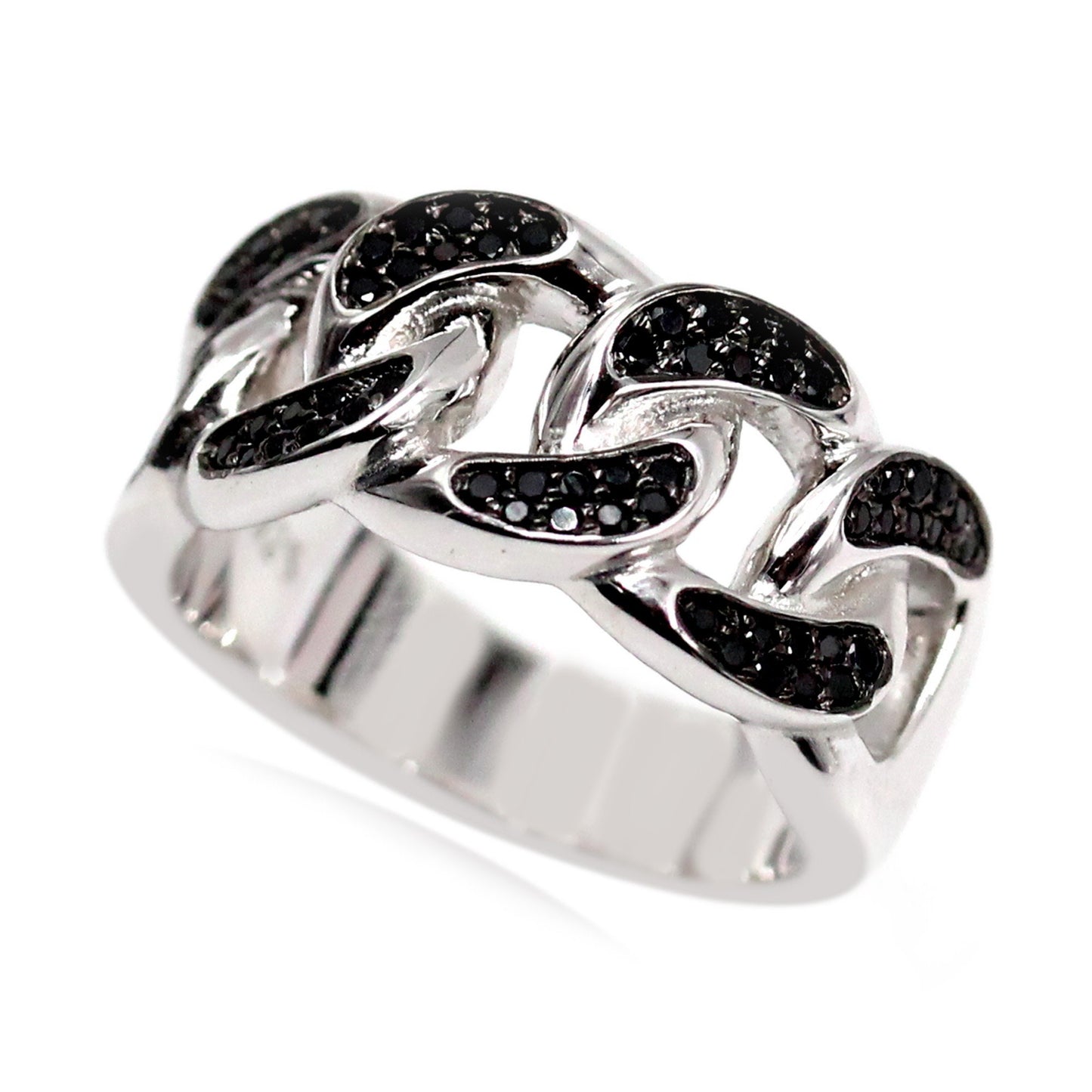 925 Sterling Silver Black Spinel Gemstone Band Ring