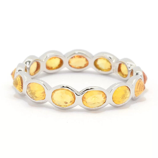 925 Sterling Silver Yellow Sapphire, Red Sapphire And Blue Sapphire Gemstone Band Rings