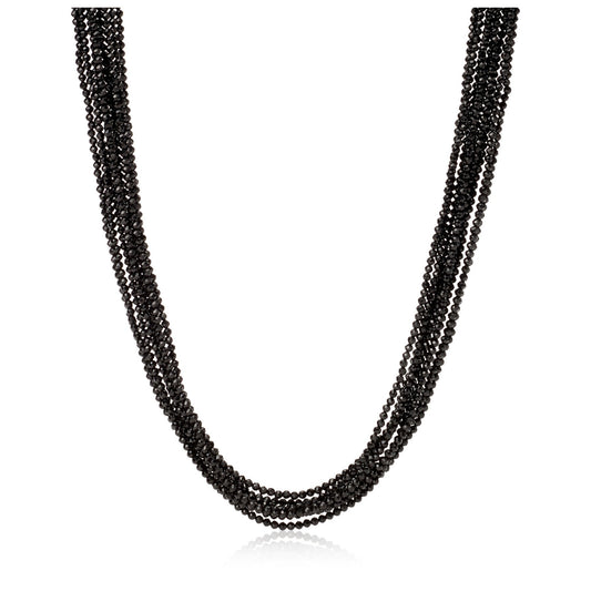 Natural Black Spinel Gemstone Round Beads Necklace, 9 Lines Black Spinel Faceted Round Beads Necklace