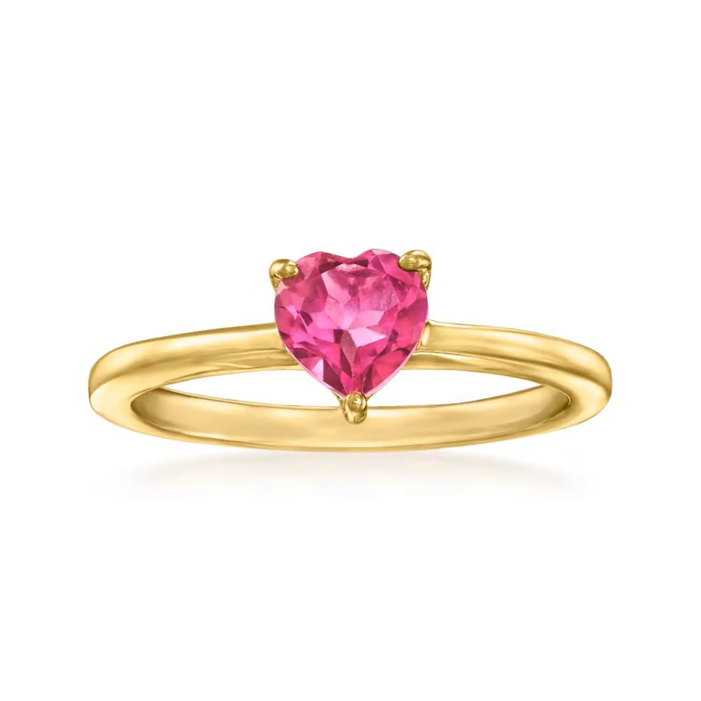 18k Yellow Gold Plated Over Sterling Silver Pink Topaz Gemstone Pendant, Earrings And Ring Jewelry Sets