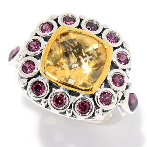 925 Sterling Silver Citrine & Rhodolite Garnet Rings