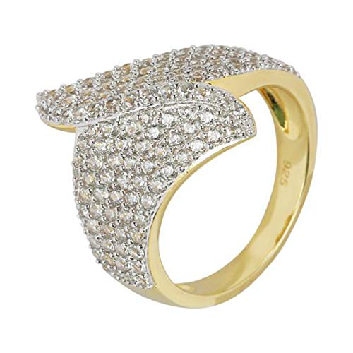Yellow Gold Plated Over Sterling Silver White Zircon Ring