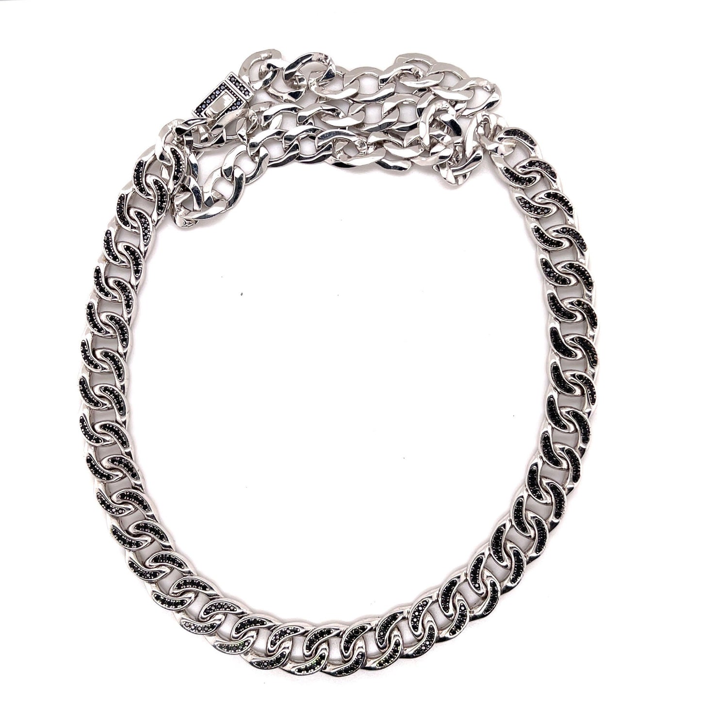 925 Sterling Silver Black Spinel Chain & Link Necklaces