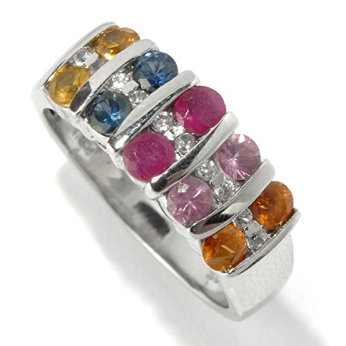 Sterling Silver 2.99Ctw Multi Gemstone Band Ring