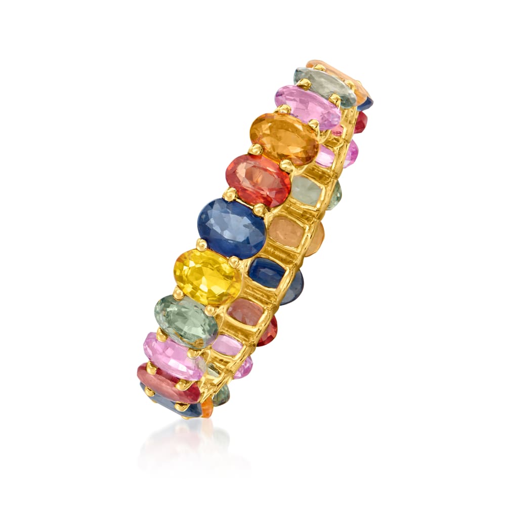 14KT Gold Multi Sapphire Gemstone Band Rings