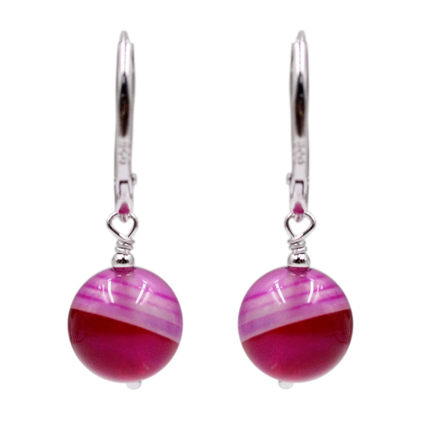 925 Sterling Silver Pink Agate And Aqua Agate Beads Gemstone Bracelet And Earrings Set