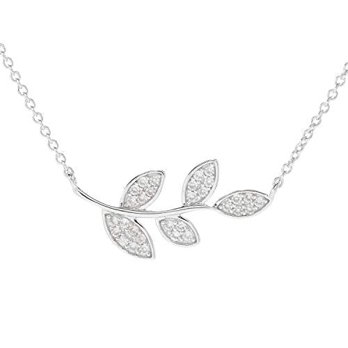 Pinctore Sterling Silver White Zircon Charm Pendant w/ 16" Chain