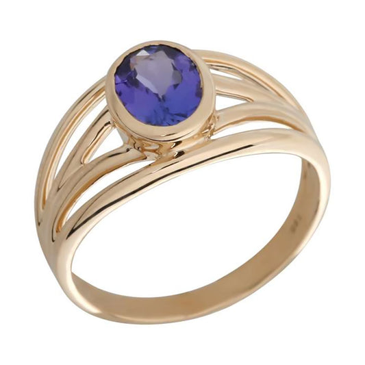 14K Gold Tanzanite Bezel Set Ring For Women's And Girls